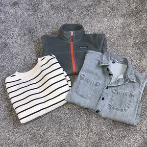 Columbia Charcoal Fleece Jacket and Casual Shirts Bundle